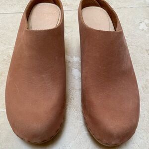 Bryr Chloe High-Heel Suede Slip-On Clogs in Clay - Size 6